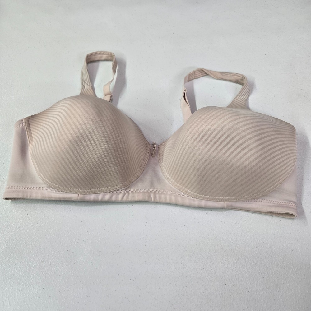 Vanity Fair Women Bra 40DD Beige Striped Radiant Collection T Shirt Wireless